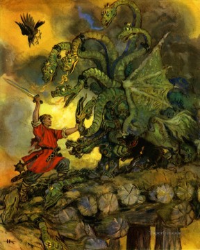 Fantastic Stories Painting - Russian nicolai kochergin ivan the peasants son and chudo yudo Fantastic